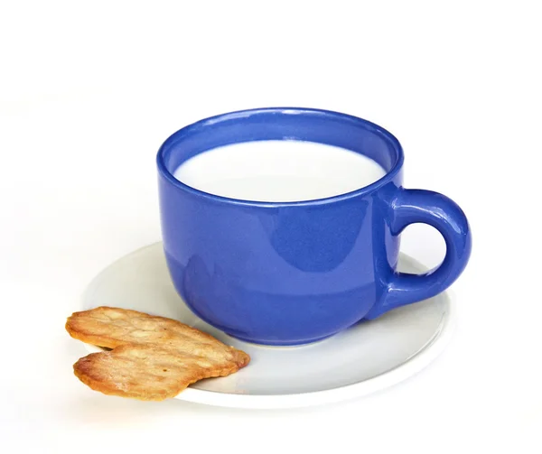 Tasse Milch und Kekse — Stockfoto