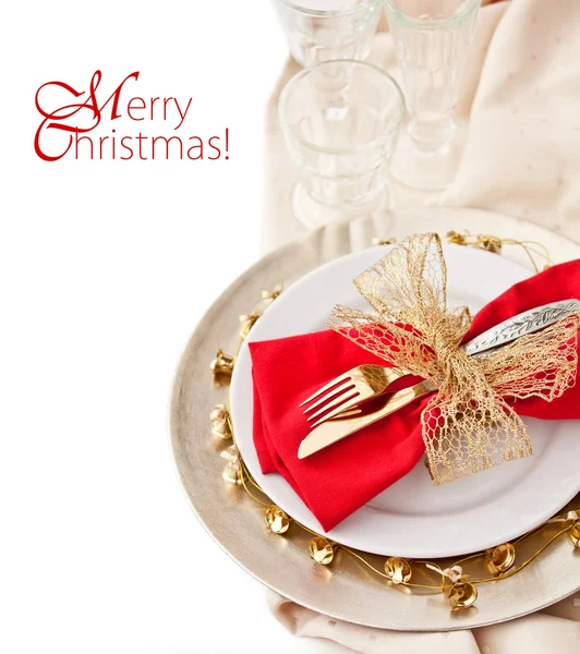 Christmas Place Setting with Bells — Stock Photo, Image