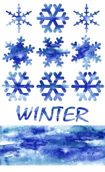 Watercolor background set -Winter- — Stock Photo, Image