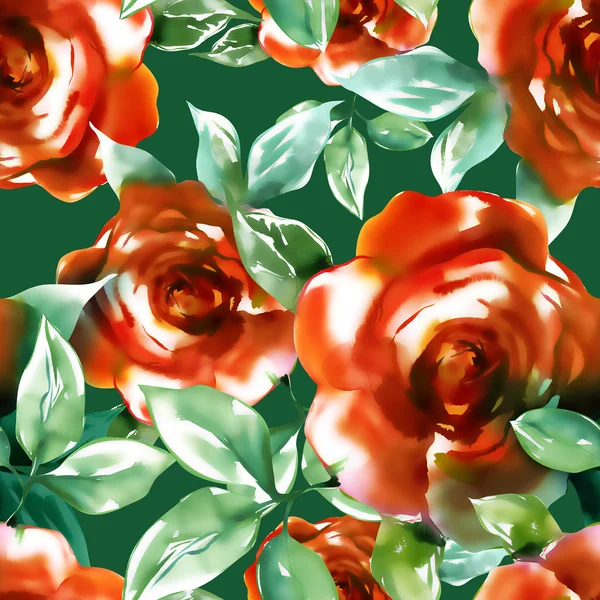 Rode rozen naadloze patroon — Stockfoto