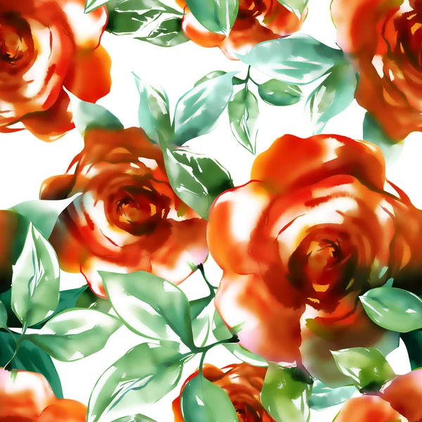 Rode rozen naadloze patroon — Stockfoto