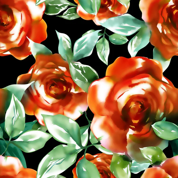 Rosas rojas patrón sin costura —  Fotos de Stock
