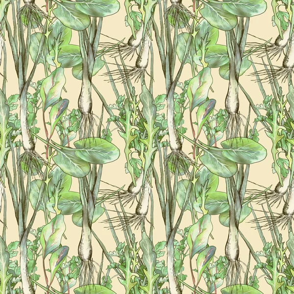 Salad Seamless Pattern — Stock Image Salad Seamless Pattern Stock Picture