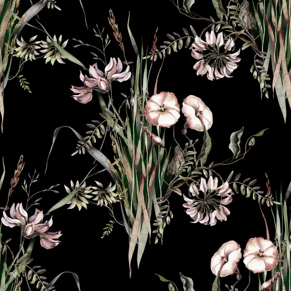 Vahşi çiçekler pürüzsüz desen — Stok fotoğraf