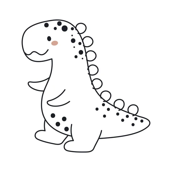 Taslak Çizim Tarzında Sevimli Bir Dinozor Çocuk Kartları Için Komik — Stok Vektör