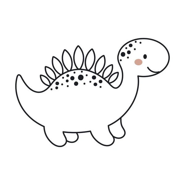 Cute Dinozaur Zarysie Stylu Szkic Zabawna Kreskówka Dino Dla Dzieci — Wektor stockowy