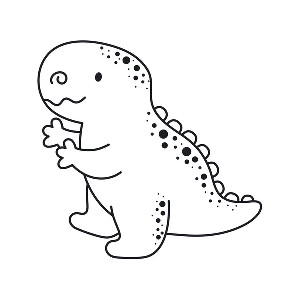 Dinossauro Bonito Estilo Esboço Esboço Dino Engraçado Dos Desenhos Animados —  Vetores de Stock
