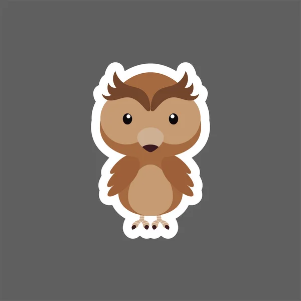 Bonita Pegatina Búho Bebé Personaje Animal Dibujos Animados Para Niños — Vector de stock