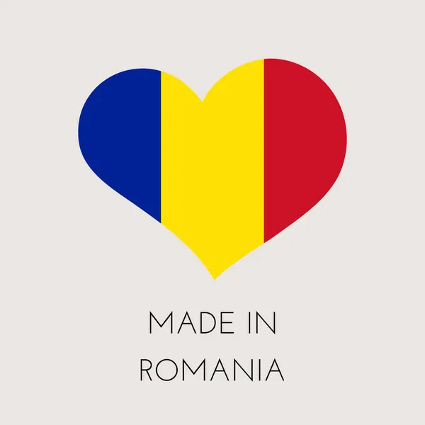 Etiqueta Forma Corazón Con Bandera Rumana Hecho Rumania Pegatina Concepto — Archivo Imágenes Vectoriales