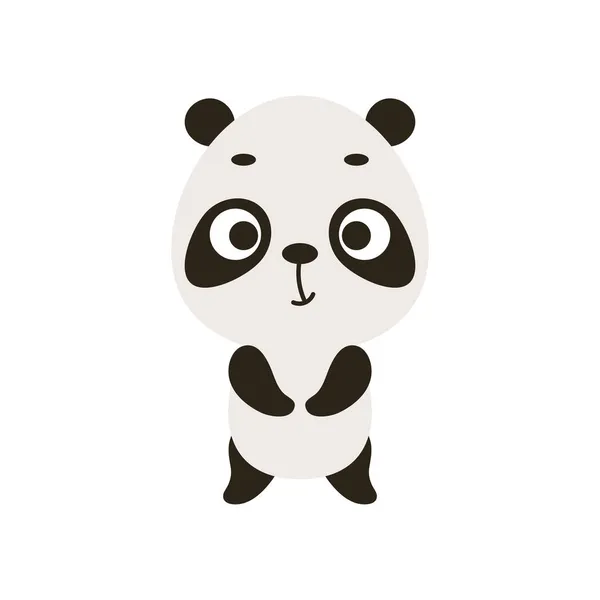 Niedlicher Kleiner Panda Auf Weißem Hintergrund Zeichentrick Tierfigur Für Kinderkarten — Stockvektor