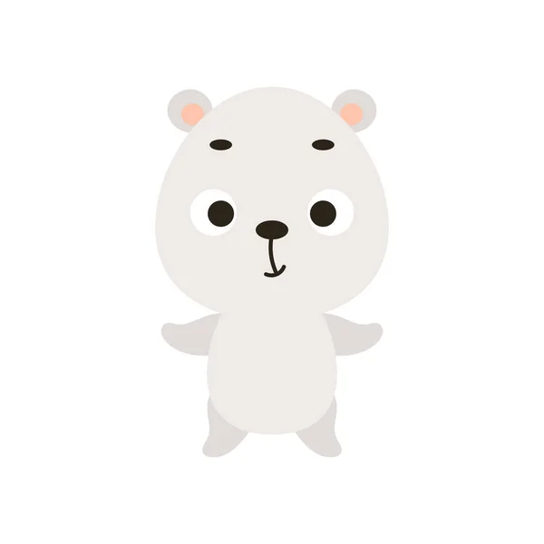 Joli Petit Ours Polaire Sur Fond Blanc Cartoon Personnage Animal — Image vectorielle