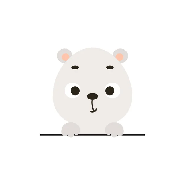 Cute Little Polar Bear White Background Cartoon Animal Character Kids — Stock Vector