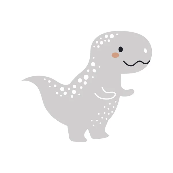 Χαριτωμένος Γκρίζος Δεινόσαυρος Σκανδιναβικό Στυλ Αστεία Κινούμενα Σχέδια Dino Για — Διανυσματικό Αρχείο