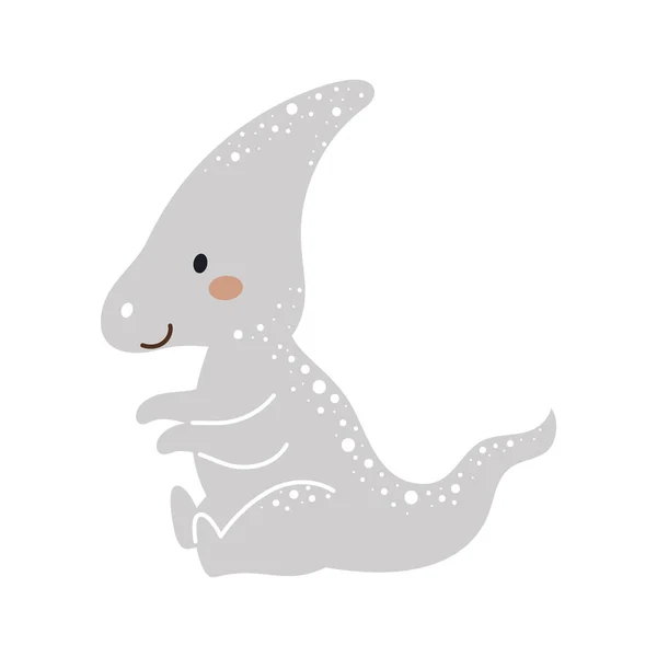 Χαριτωμένος Γκρίζος Δεινόσαυρος Σκανδιναβικό Στυλ Αστεία Κινούμενα Σχέδια Dino Για — Διανυσματικό Αρχείο