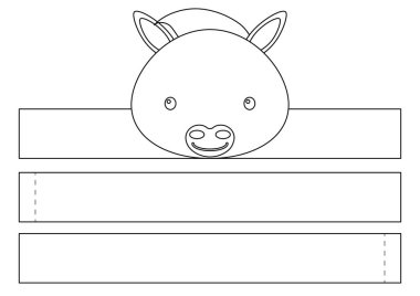 Yazdırılabilir kağıt eşek tacı. Doğum günü, noel, bebek partisi için kurdele şablonu. Eğlence için eğlenceli bir aksesuar. Yazdır, boya, kes ve yapıştır. Vektör stok illüstrasyonu.