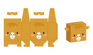 Tatlı, şeker, hediye, fırın için basit bir paket hediye paketi deve tasarımı. Doğum günlerini, bebek partilerini, cadılar bayramını, Noel 'i. Yazdır, kes, katla, yapıştır.