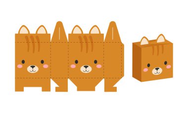 Tatlı, şeker, hediye, fırın için basit paket kedi tasarımı. Doğum günlerini, bebek partilerini, cadılar bayramını, Noel 'i. Yazdır, kes, katla, yapıştır.