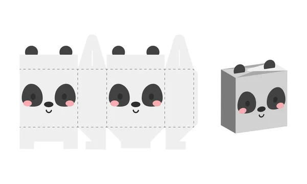 Embalaje Simple Favor Caja Panda Diseño Para Dulces Caramelos Regalos — Archivo Imágenes Vectoriales