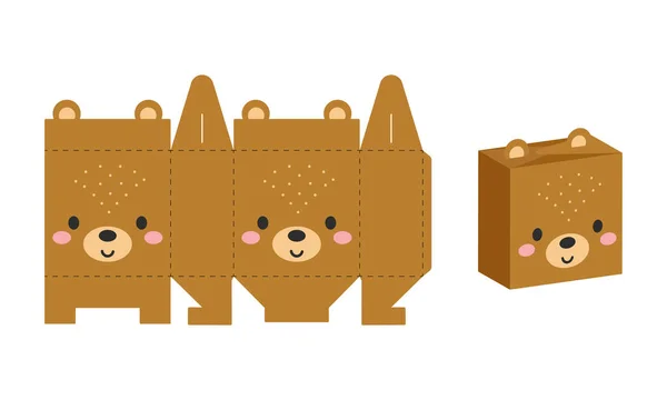 Proste Opakowanie Favor Box Niedźwiedź Projekt Dla Słodyczy Cukierki Prezenty — Wektor stockowy