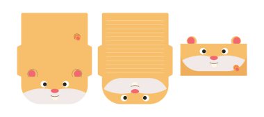 Sevimli bir hamster mektubu, kağıt lazer kesme kartı şablonu yazıyor. Selamlama, davetiye ve teşekkür kartları için hayvan tasarımı. Vektör stok illüstrasyonu.