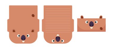 Güzel bir Capybara mektubu. Kağıt lazer kesme kartı şablonu yazıyor. Selamlama, davetiye ve teşekkür kartları için hayvan tasarımı. Vektör stok illüstrasyonu.