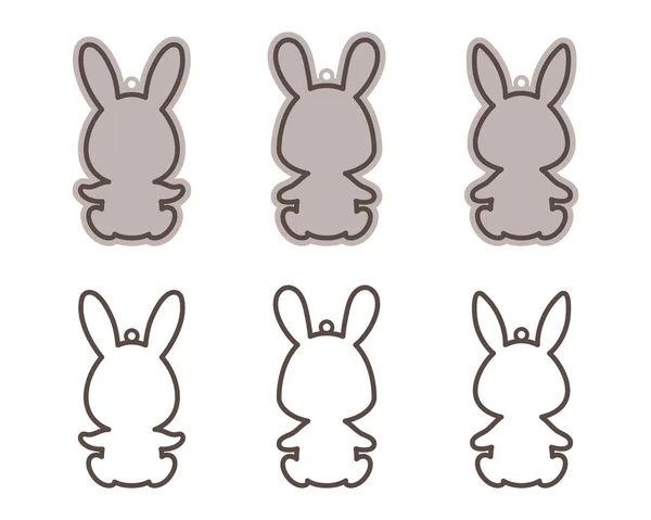 Adorables Etiquetas Nombres Canasta Conejo Pascua Plantilla Corte Madera Láser — Vector de stock