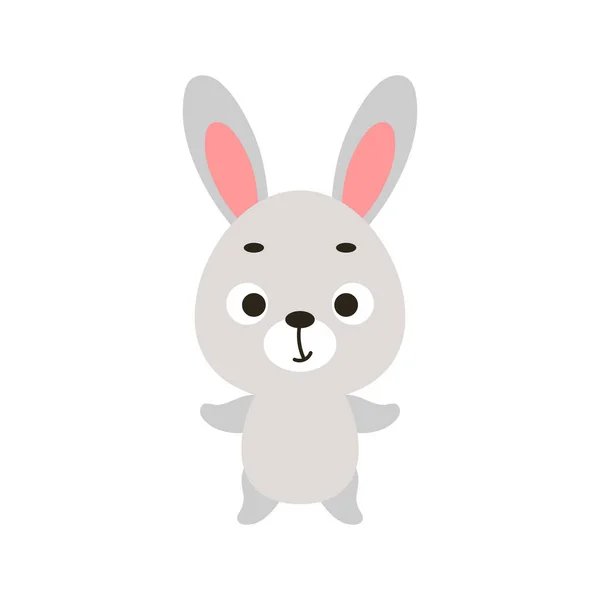 Roztomilý Malý Zajíček Bílém Pozadí Kreslený Zvířecí Charakter Pro Dětské — Stockový vektor