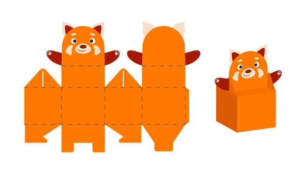 Carino Partito Favore Scatola Disegno Panda Rosso Dolci Caramelle Piccoli — Vettoriale Stock