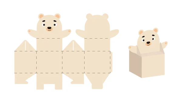 可爱的派对偏爱盒北极熊设计糖果 小礼物 包模板的任何目的 婴儿淋浴 圣诞节 矢量存量说明 — 图库矢量图片