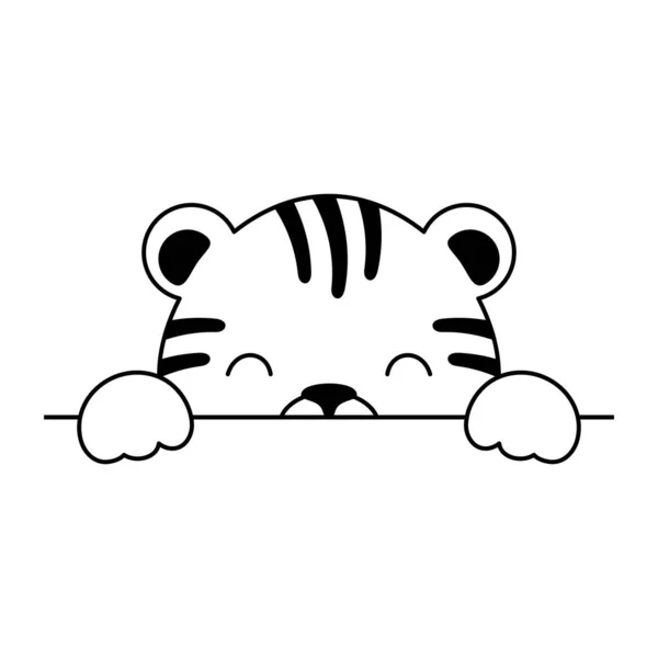 Kreslený Tygří Obličej Skandinávském Stylu Roztomilé Zvíře Pro Děti Trička — Stockový vektor