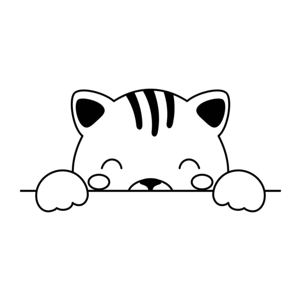 Kreslená Kočičí Tvář Skandinávském Stylu Roztomilé Zvíře Pro Děti Trička — Stockový vektor