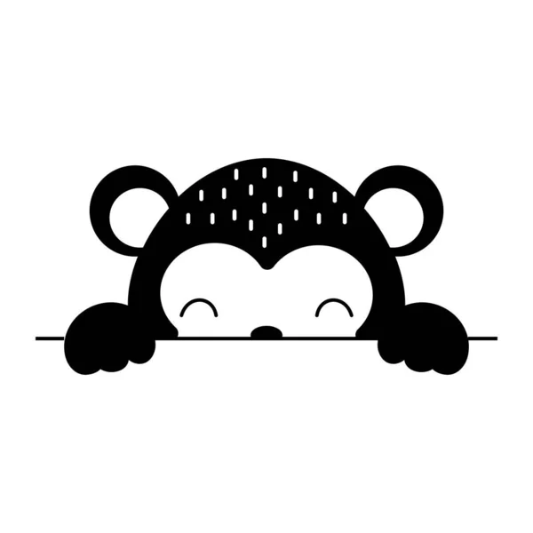 Kreslená Opičí Tvář Skandinávském Stylu Roztomilé Zvíře Pro Děti Trička — Stockový vektor