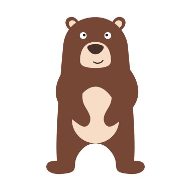 Sevimli, izole bir ayı. Çocuk kartları için çizgi film karakteri, bebek partisi, davetiye, poster, tişört, ev dekorasyonu. Vektör stok illüstrasyonu.