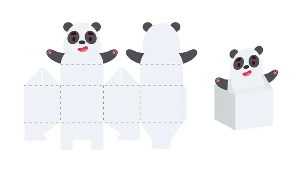 Απλή Συσκευασία Favor Box Panda Design Για Γλυκά Καραμέλες Μικρά — Διανυσματικό Αρχείο