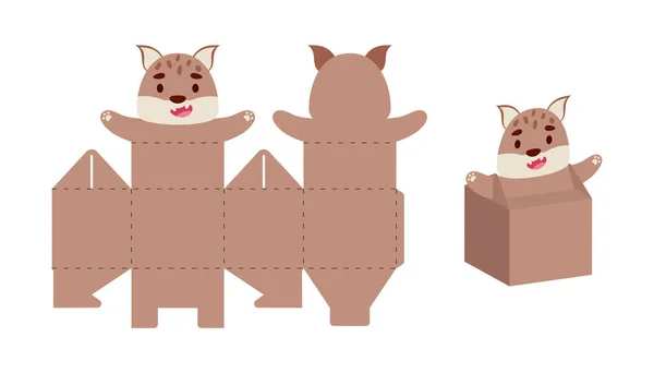 Einfache Verpackung Begünstigt Luchs Design Für Süßigkeiten Bonbons Kleine Geschenke — Stockvektor