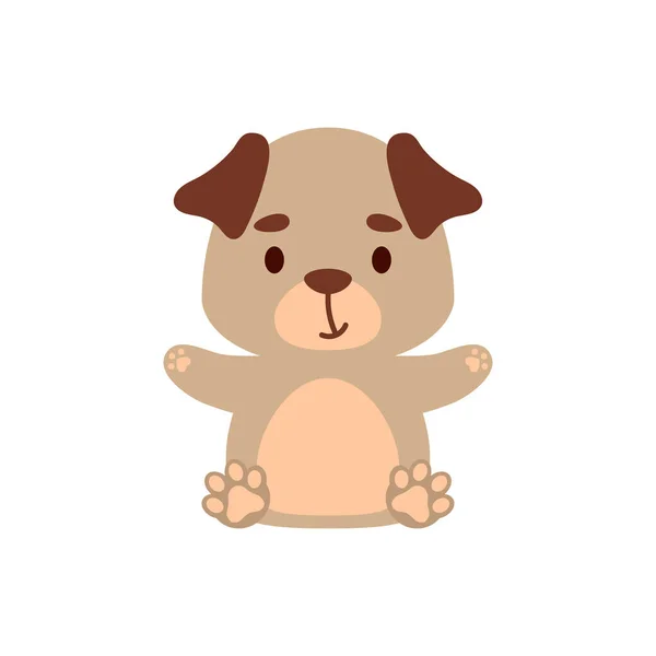 Cute Little Sitting Pug Dog Cartoon Animal Character Design Kids — 스톡 벡터