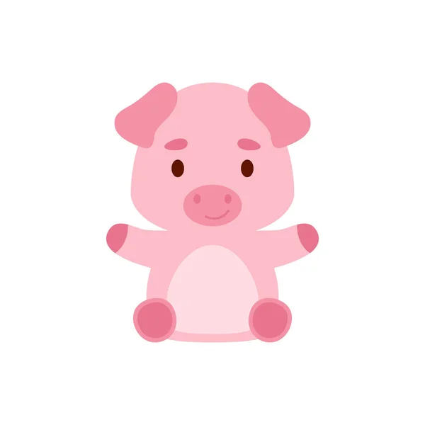 Nettes Kleines Sitzendes Schwein Zeichentrick Animal Charakter Design Für Kinder — Stockvektor