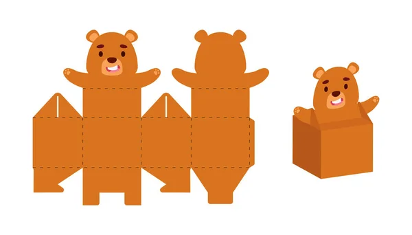 简单的包装有利于糖果 小礼物盒的海狸设计 派对包装模板的任何目的 婴儿淋浴 矢量存量说明 — 图库矢量图片
