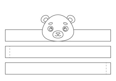 Yazdırılabilir panter kağıt kaplama. Eğlence için eğlenceli bir aksesuar. Doğum günü, noel, bebek partisi için kurdele şablonu. Yazdır, boya, kes ve yapıştır. Vektör stok illüstrasyonu.