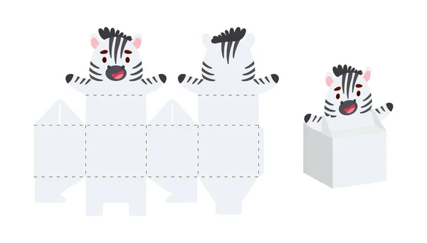 Embalagem Simples Favor Caixa Design Zebra Para Doces Doces Pequenos — Vetor de Stock