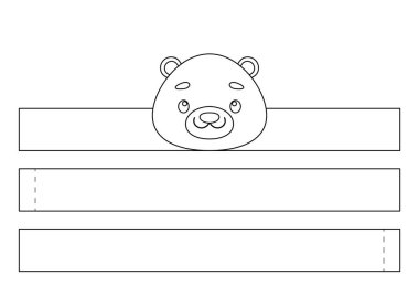 Yazdırılabilir su samuru kağıt kaplama. Eğlence için eğlenceli bir aksesuar. Doğum günü, noel, bebek partisi için kurdele şablonu. Yazdır, boya, kes ve yapıştır. Vektör stok illüstrasyonu.