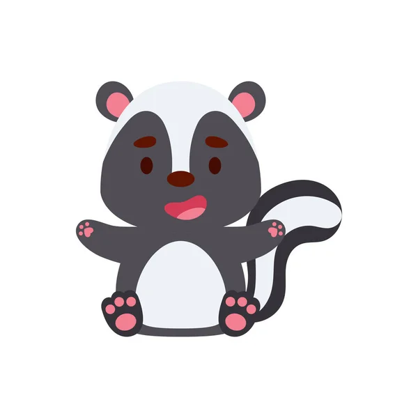 Cute Little Sitting Skunk Cartoon Animal Character Design Kids Shirts — Stok Vektör