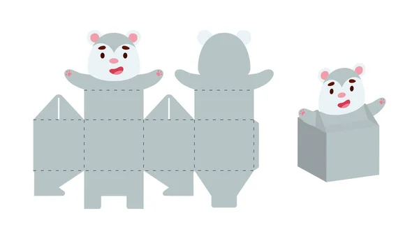 Simple Packaging Favor Box Opossum Design Sweets Candies Small Presents — Image vectorielle