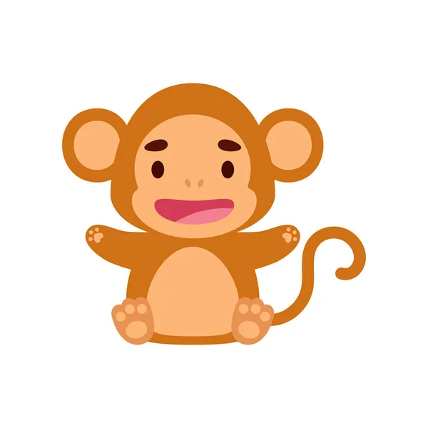 Que Macaquinho Tão Giro Desenhos Animados Design Caráter Animal Para — Vetor de Stock