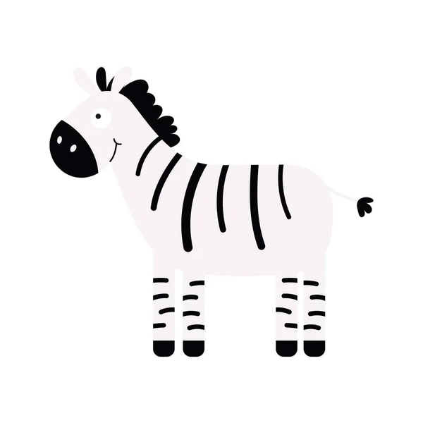 Leuke Kleine Zebra Geïsoleerd Cartoon Dierlijke Karakter Voor Kinderen Kaarten — Stockvector