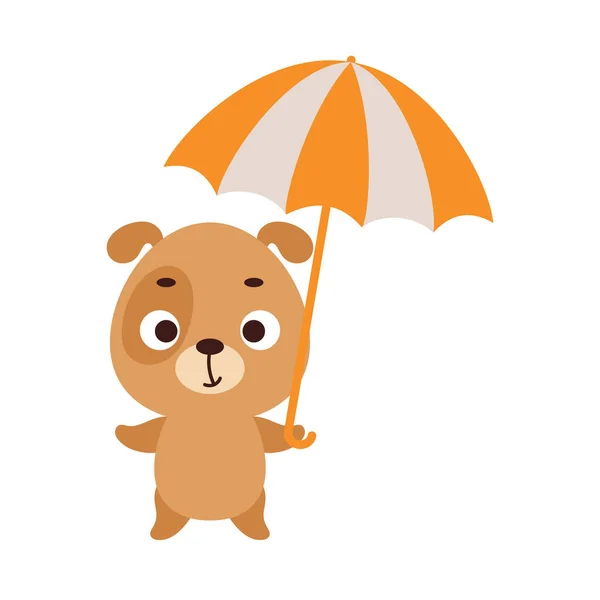 Cão Bonito Com Guarda Chuva Personagem Animal Dos Desenhos Animados —  Vetores de Stock