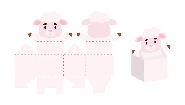 Простая Упаковка Пользу Коробка Овцы Дизайн Сладостей Конфет Маленьких Подарков — стоковый вектор