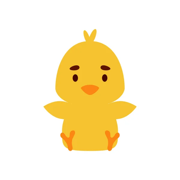 Cute Little Sitting Chicken Cartoon Animal Character Design Kids Shirts — Stock Vector