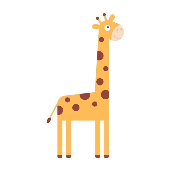 Söt Liten Giraff Isolerad Tecknad Djur Karaktär För Barn Kort — Stock vektor