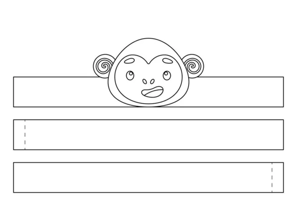 Mahkota Kertas Monyet Yang Dapat Dicetak Aksesori Yang Menyenangkan Untuk - Stok Vektor